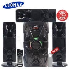Ecomax LM-1105 3.1CH  20000W PMPO Multimedia Speaker System with BT, FM Radio, AC/DC Subwoofer Mini Home Theater System with Remote control  Woofer