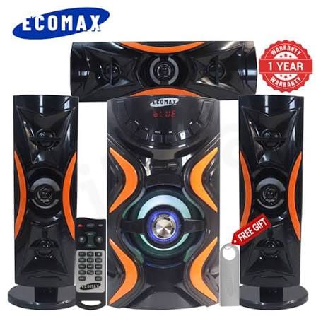 Ecomax LM-1108 3.1CH  20000W PMPO Multimedia Speaker System with BT, FM Radio, AC/DC Subwoofer Mini Home Theater System with Remote control  Woofer