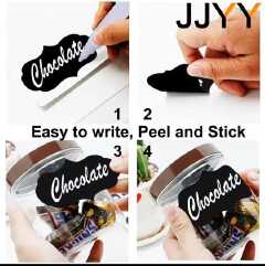 Black Kitchen Pantry & Spice Labels with Pen, Self-Adhesive, Reusable