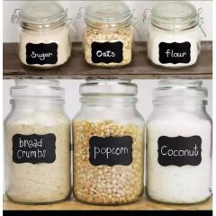 Black Kitchen Pantry & Spice Labels with Pen, Self-Adhesive, Reusable