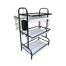 3 Tier Carbon Steel Dish Rack for Kitchen Countertop Storage – Heavy Gauge Steel Drying Rack with Multi-Layer Organizer for Plates, Bowls, Cups, Utensils and Kitchen Accessories