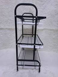 3 Tier Carbon Steel Dish Rack for Kitchen Countertop Storage – Heavy Gauge Steel Drying Rack with Multi-Layer Organizer for Plates, Bowls, Cups, Utensils and Kitchen Accessories