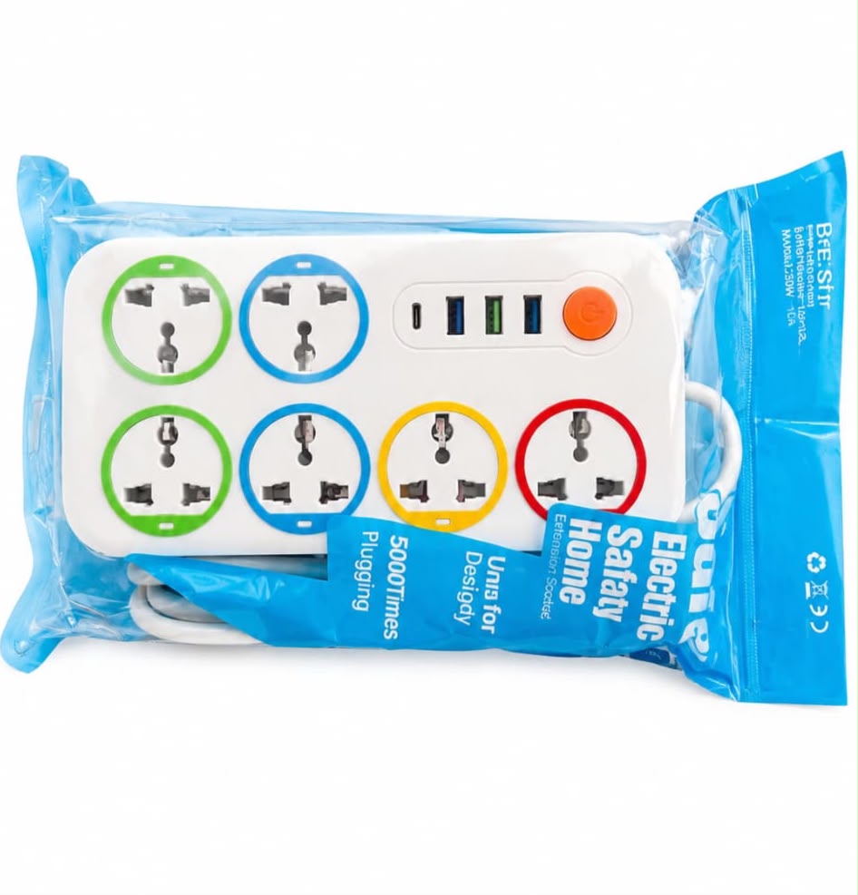 HighAstra 6-Way Extension Socket - 3M, 2500W, 3 USB Ports, Type-C, White🎇🎇Quality Product
long cable for extra reach
Heat resistant hard ABS plastic to withstand overheating
Safety shuttered sockets
