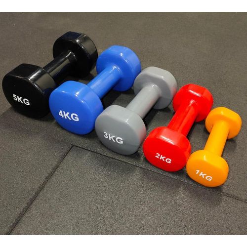 🎈🎈Neoprene coated hexagonal dumbbells ranging in weight 1kg🩸🩸are compact and light, making them excellent for home use, travel, outdoors, indoors, or the gym. You can take these gym accessories wi