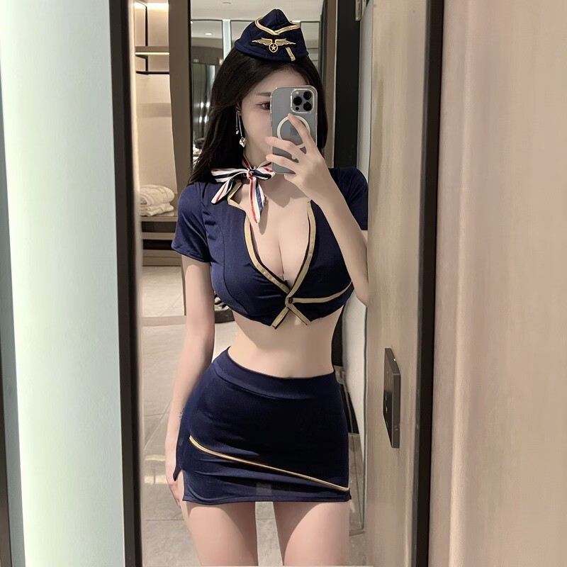 Sexy lingerie female uniform seduction role-playing flight attendant set hot cross-border couple piece 816 sexy