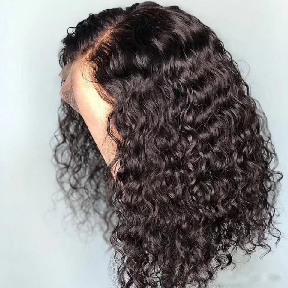 African small curly bob wig black short and fluffy synthetic hair frontal Black 10 inch