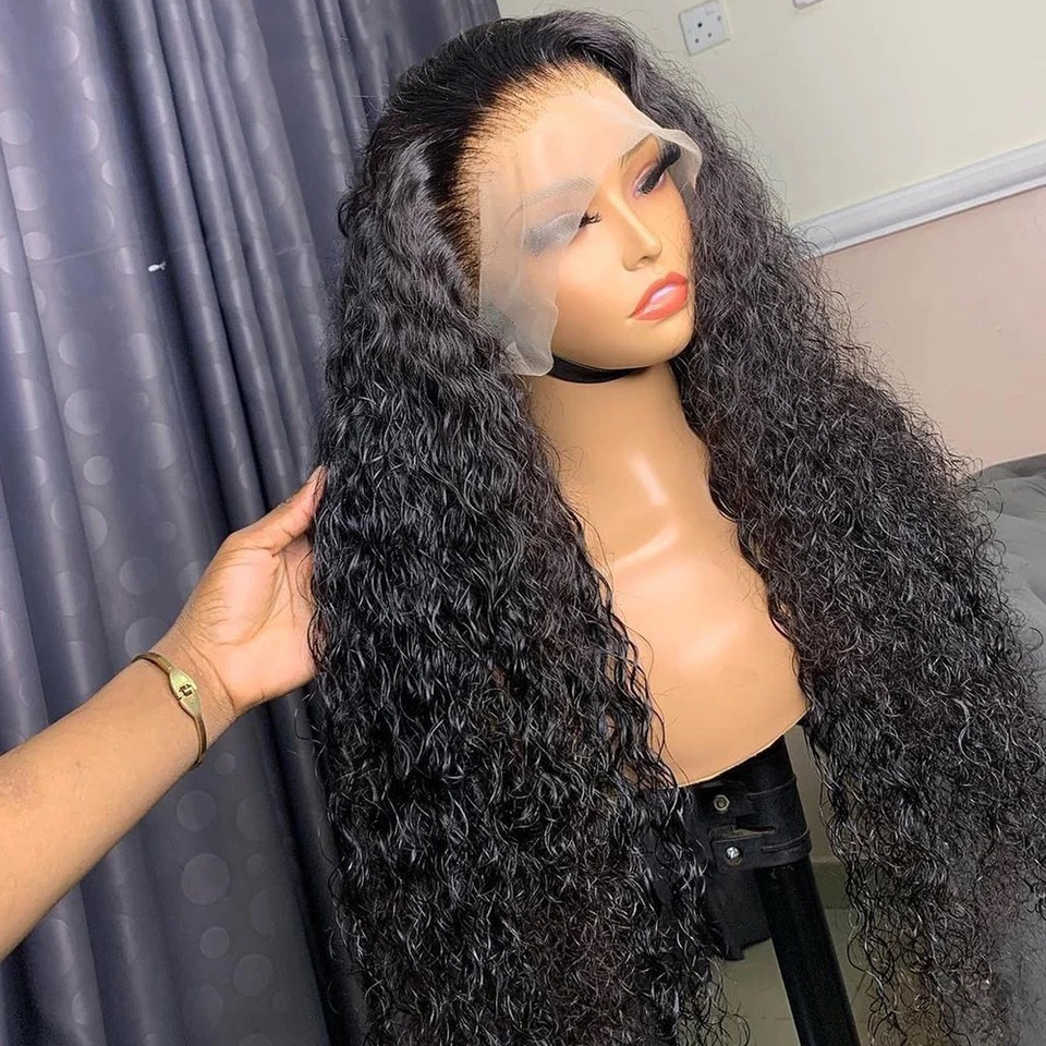 13x4 Lace Front Small Curly Wig Mixed Human Hair Full Head Wig Black 16/26 Inch Natural Curly Lace Wig for Women Daily Party Wear Affordable Hair Wig
