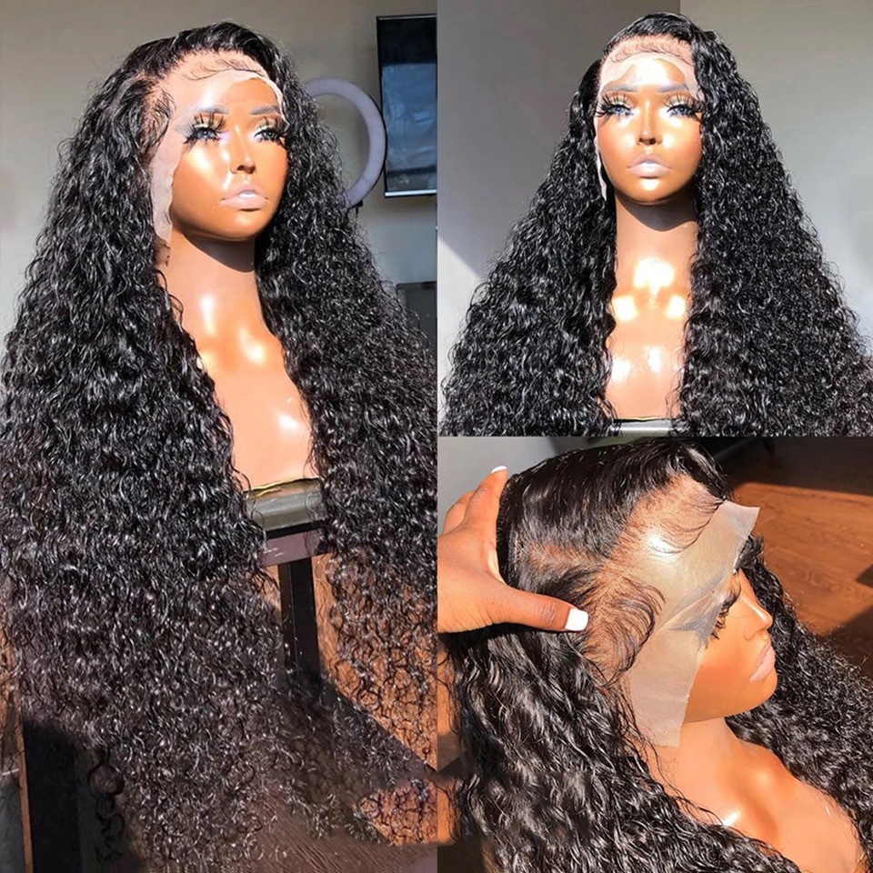 13x4 Lace Front Small Curly Wig Mixed Human Hair Full Head Wig Black 16/26 Inch Natural Curly Lace Wig for Women Daily Party Wear Affordable Hair Wig