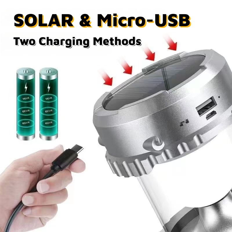 Rechargeable Solar Camping Lantern with Mini Fan LED Tent Light 1500mAh Portable Hanging Lamp Outdoor Waterproof Emergency Light with USB Power Bank for Camping Home Fishing Hiking Power Outage