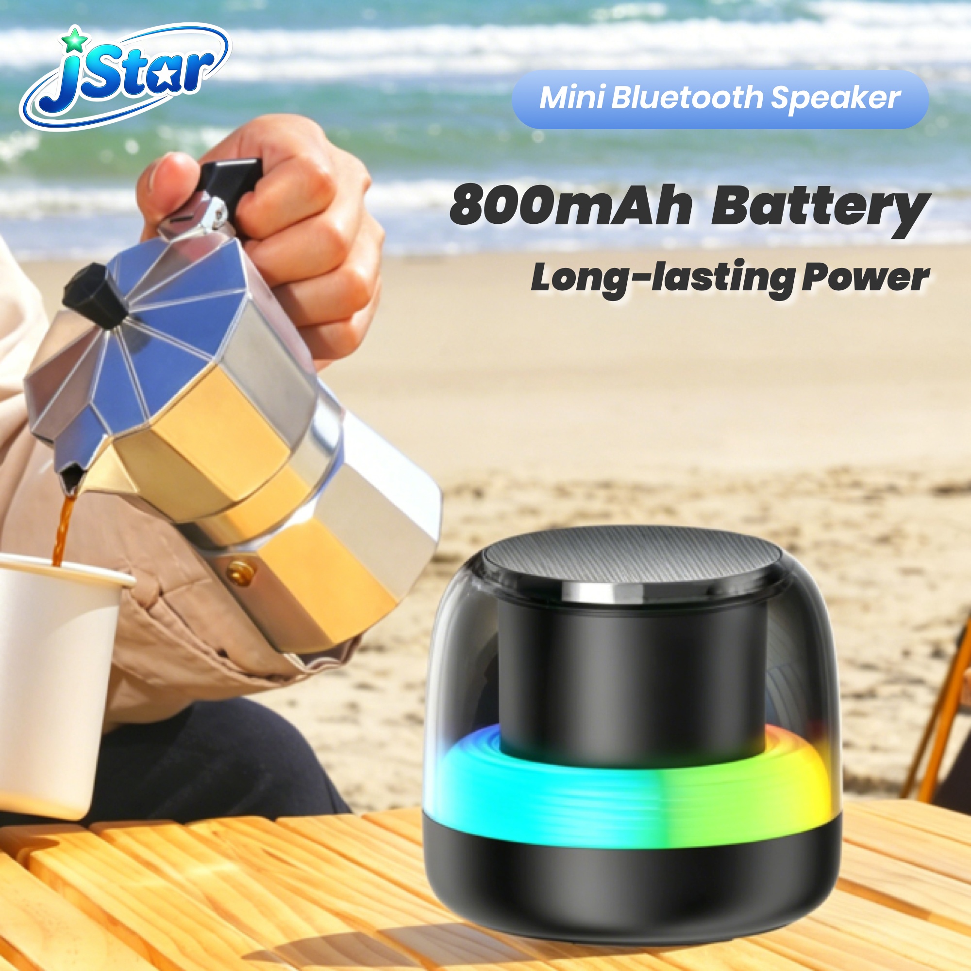 Portable RGB LED Bluetooth Speaker, Mini Wireless HiFi Bass Subwoofer with 360 Surround Sound, Bluetooth 5.3, 10 Hours Playtime, TF Card & USB Playback, Perfect for Party Home Outdoor