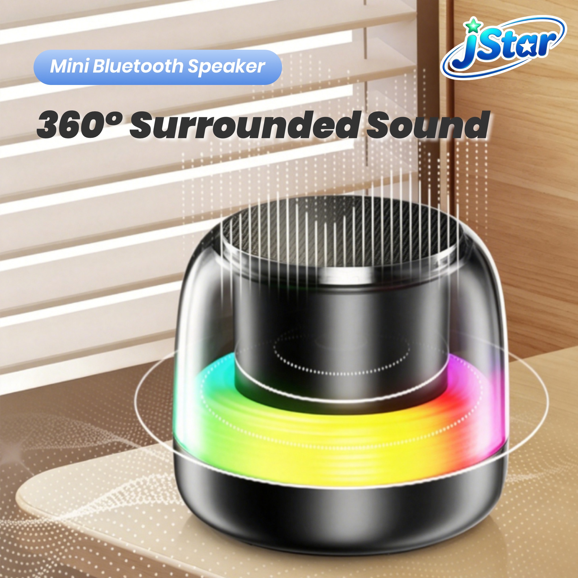 Portable RGB LED Bluetooth Speaker, Mini Wireless HiFi Bass Subwoofer with 360 Surround Sound, Bluetooth 5.3, 10 Hours Playtime, TF Card & USB Playback, Perfect for Party Home Outdoor