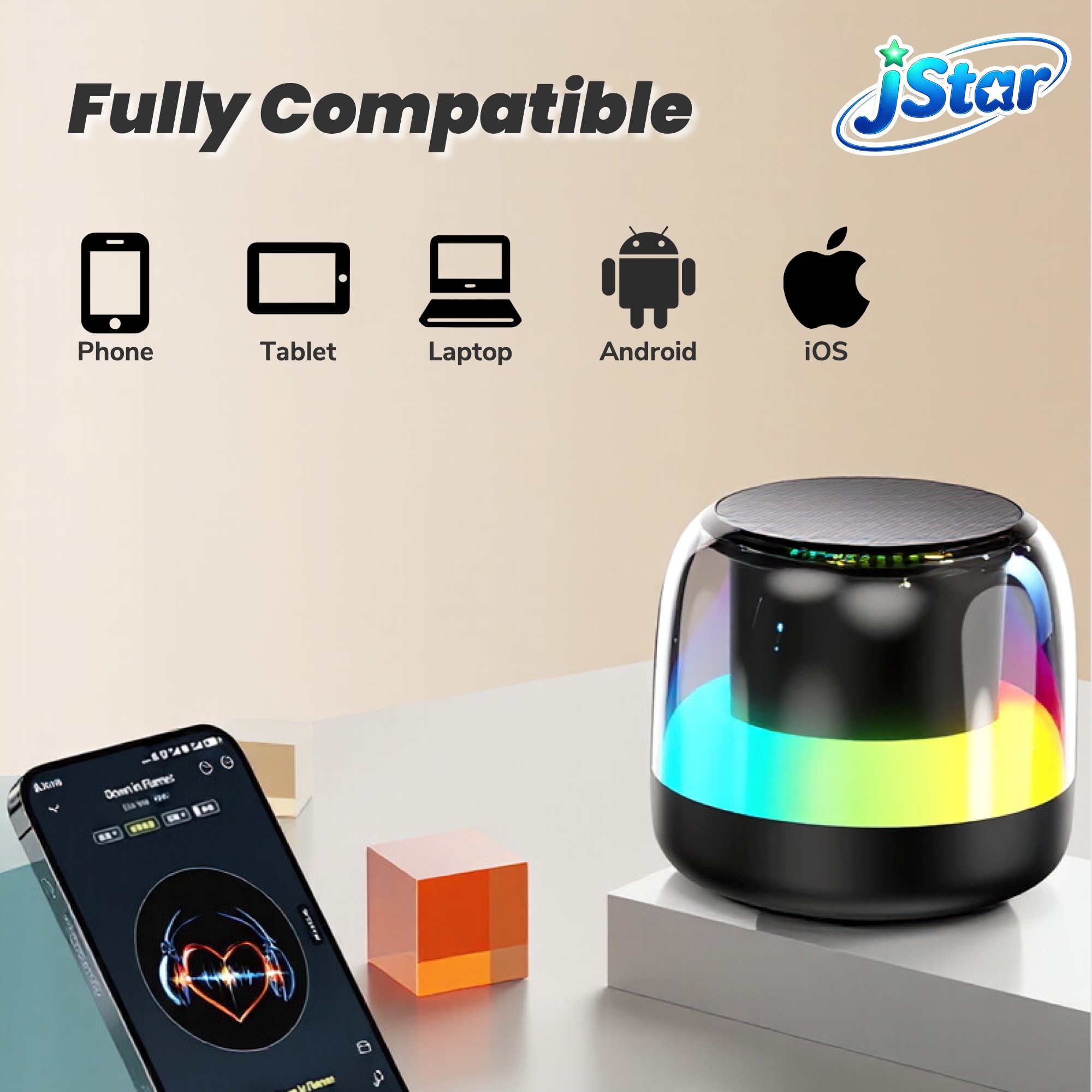 Portable RGB LED Bluetooth Speaker, Mini Wireless HiFi Bass Subwoofer with 360 Surround Sound, Bluetooth 5.3, 10 Hours Playtime, TF Card & USB Playback, Perfect for Party Home Outdoor