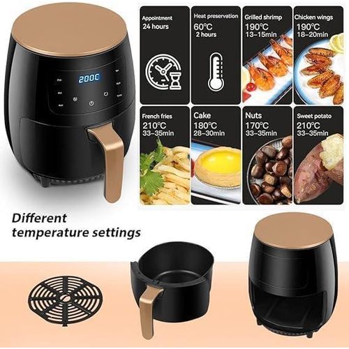REKI 6 Litres Air Fryer Oil Free Cooker Digital Hot Air Fryer Healthy Low Fat Cooking Appliance For Frying Baking Roasting Grilling.