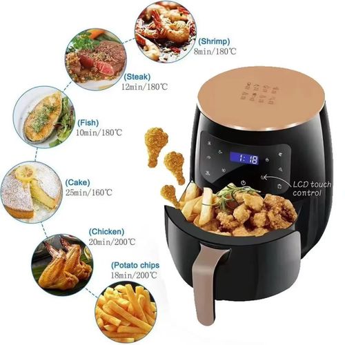 REKI 6 Litres Air Fryer Oil Free Cooker Digital Hot Air Fryer Healthy Low Fat Cooking Appliance For Frying Baking Roasting Grilling.