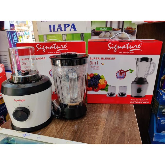 Signature 3-in-1 Blender– 1.5L Mixer, Grinder & Chopper, Powerful Motor-Silver