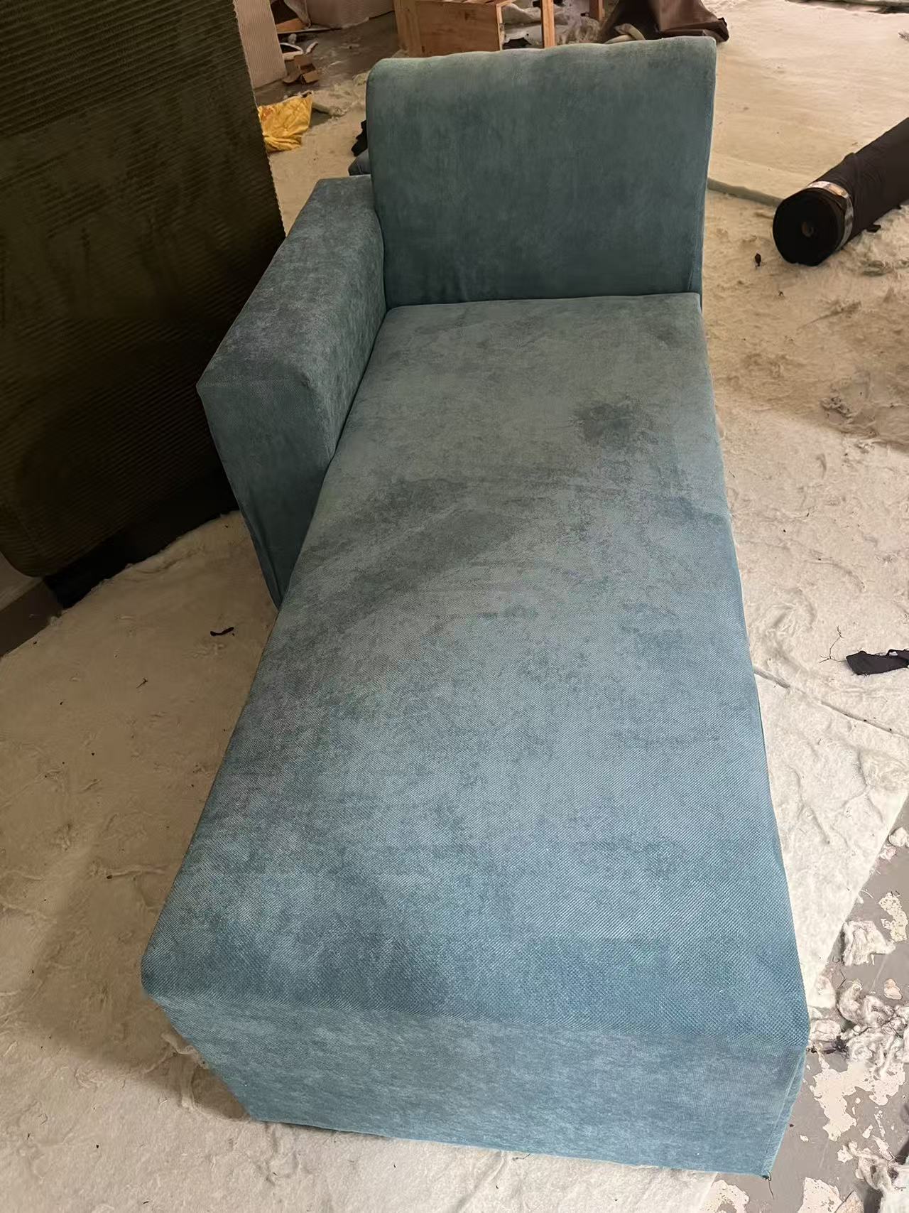 Modern 4-Seater Corduroy L-Shaped Sofa – Minimalist Lounge Couch with Chaise, Soft Fabric Sectional Sofa for Living Room Blue color