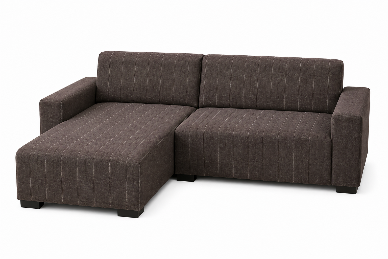 Modern 4-Seater Corduroy L-Shaped Sofa – Minimalist Lounge Couch with Chaise, Soft Fabric Sectional Sofa for Living Room Dark brown