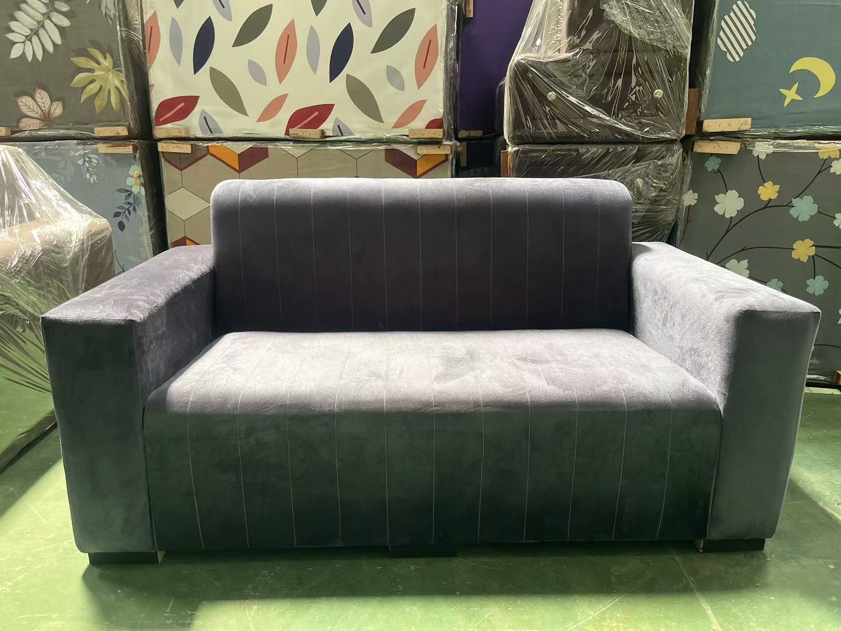 Modern 2 Seater Sofa, Navy Blue Fabric Loveseat, Comfortable Upholstered Couch for Living Room, Bedroom, Office & Apartment & Airbnb
