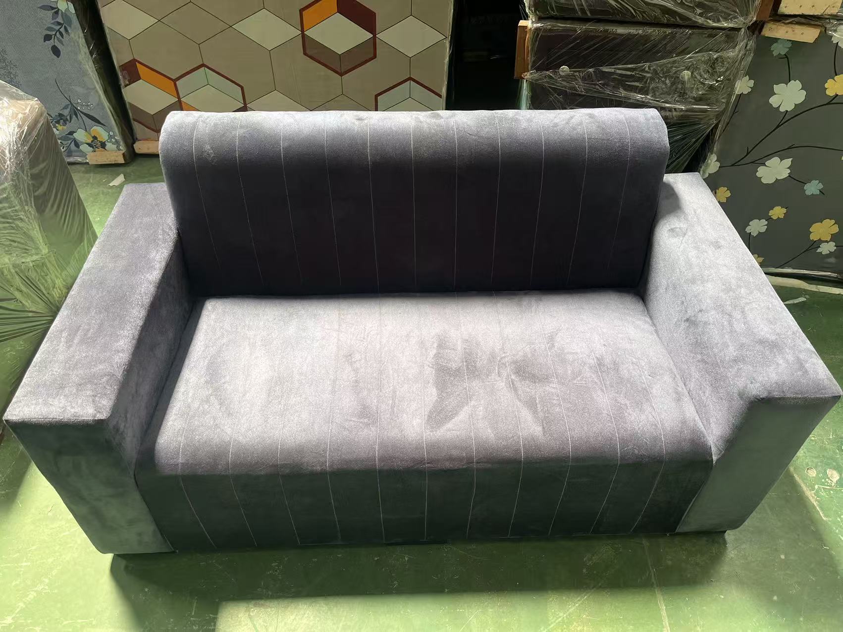 Modern 2 Seater Sofa, Navy Blue Fabric Loveseat, Comfortable Upholstered Couch for Living Room, Bedroom, Office & Apartment & Airbnb