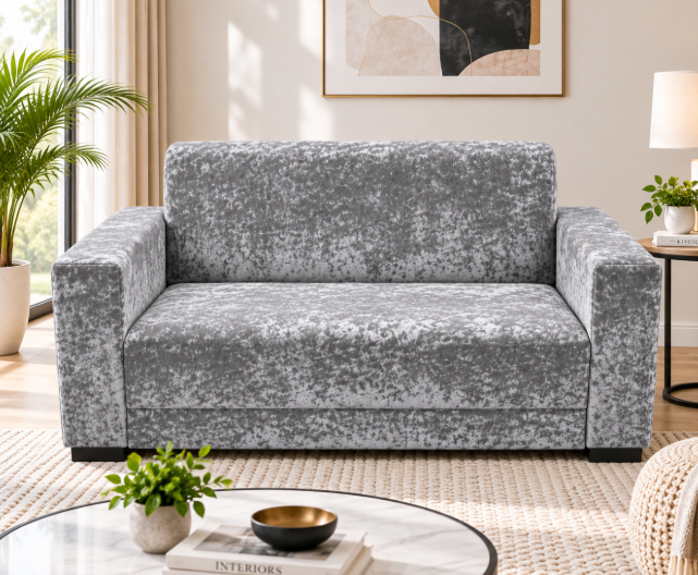 Modern 2 Seater Sofa, Navy Blue Fabric Loveseat, Comfortable Upholstered Couch for Living Room, Bedroom, Office & Apartment & Airbnb