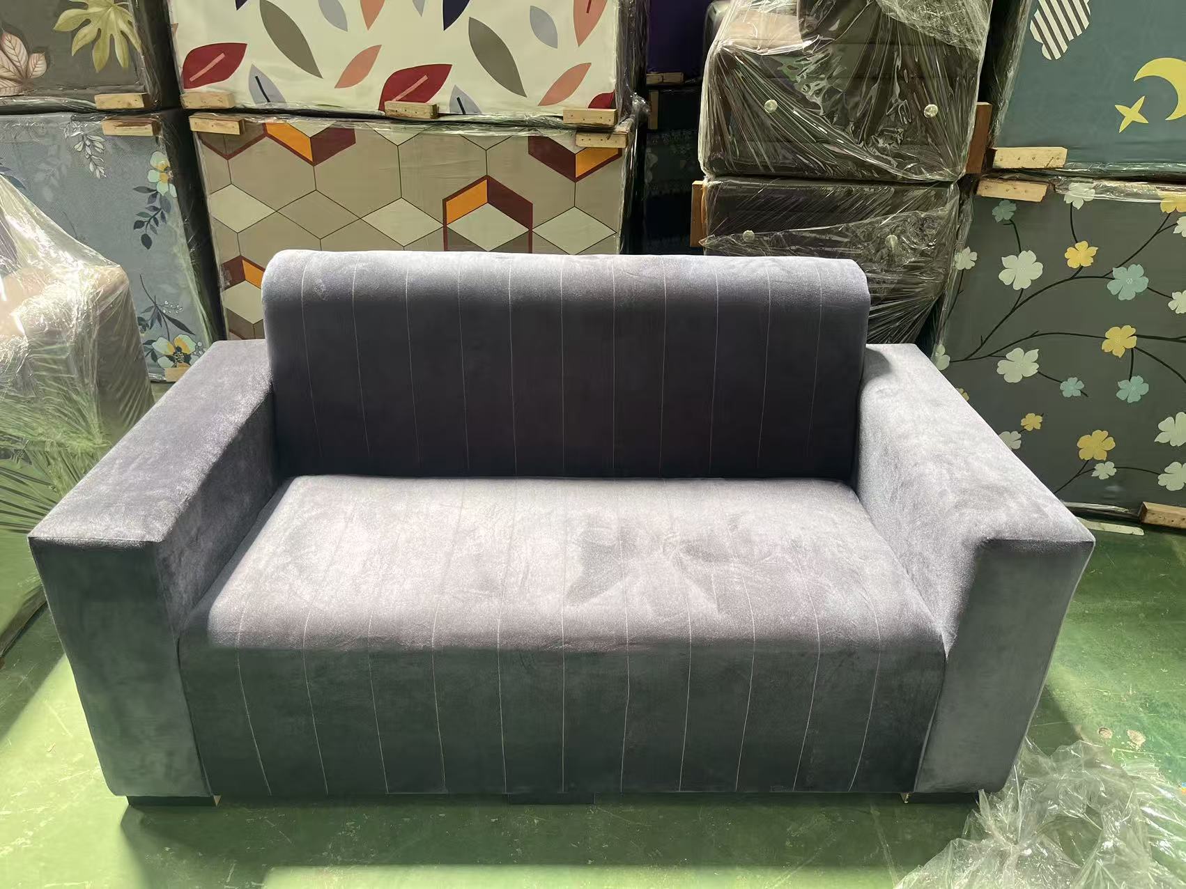 Modern 2 Seater Sofa, Navy Blue Fabric Loveseat, Comfortable Upholstered Couch for Living Room, Bedroom, Office & Apartment & Airbnb