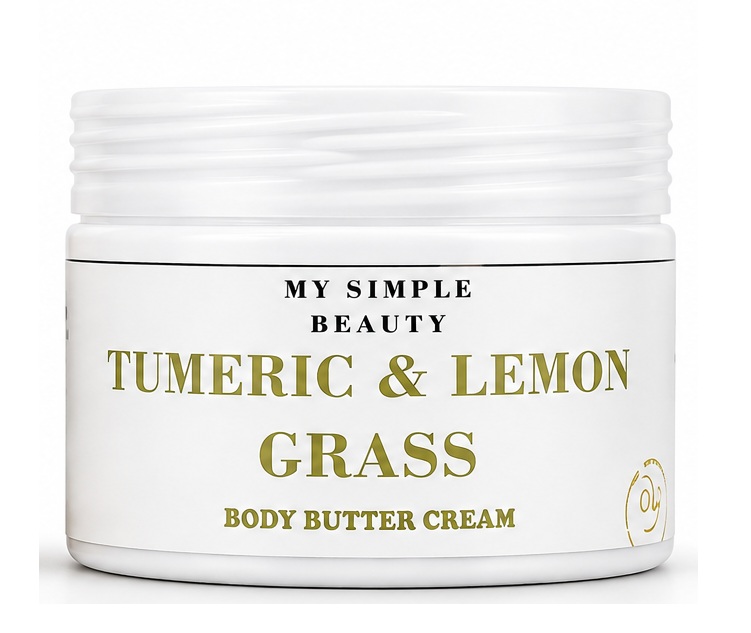 Emulsified Tumeric & Lemongrass Body Butter Cream For Moisturized Soft Skin, Brightens & Firms Skin