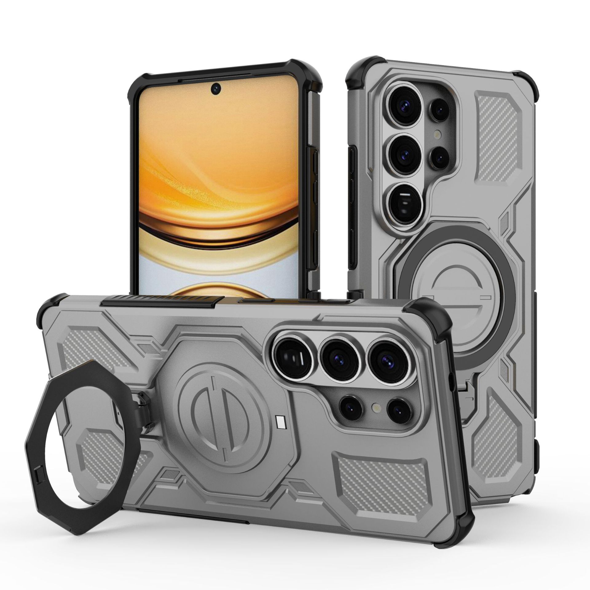 Samsung Galaxy S26 Ultra S25 S24 Ultra M56 M36 A56 A36 A55 A37 A57 Magnetic Ring Case 360° Rotatable [Military-Grade Drop Protection] + Metal Plate for MagSafe Phone Case