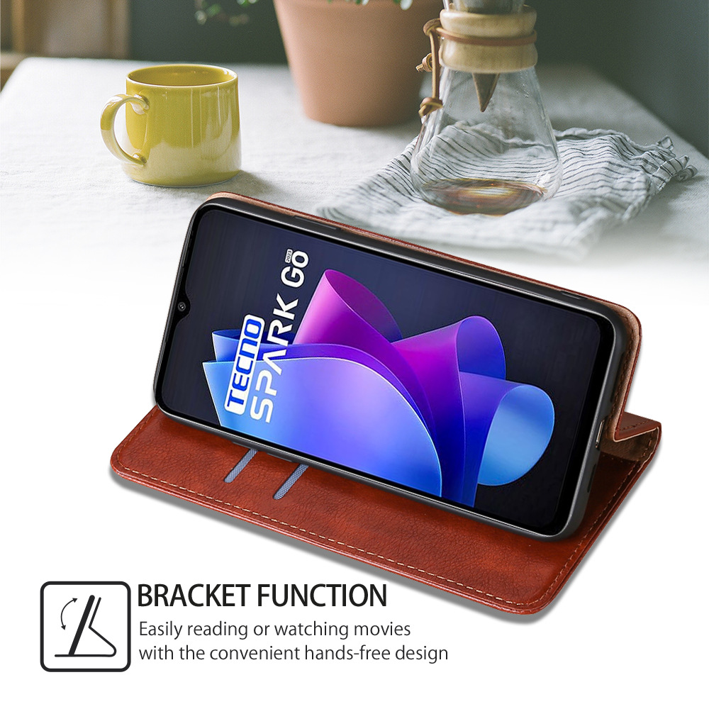 Tecno Spark 50 Leather Case, Wallet Folio Case with Magnetic Closure Kickstand Card Slots Flip Book Cover