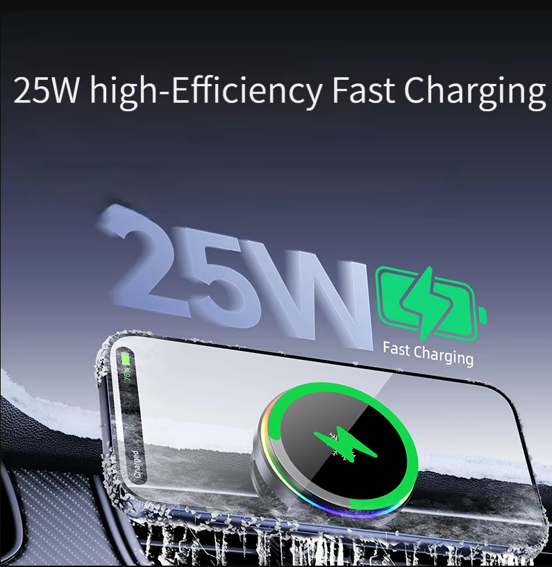 Qi2.2 Magnetic 25W Car Charger Semiconductor Cooling Wireless Car Mount MagSafe Air Vent Holder for iPhone Samsung