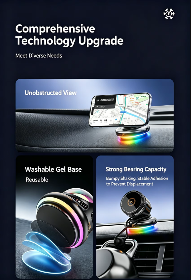 Magnetic Car Wireless Charger 15W Fast Charging Cooling Fan RGB Light Strong Magnetic Vent Mount for iPhone Samsung Android