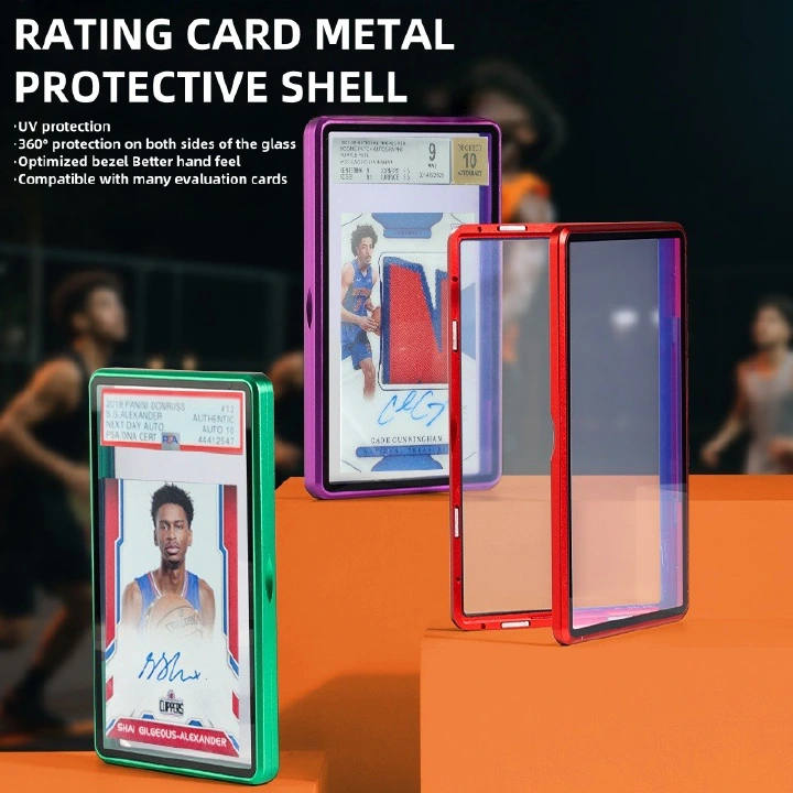 35PT PSA/CGS Slab Protector, Alum Frame Temp Glass, UV Protection Magnetic Case for Graded Cards - Pokemon, Baseball & Sports