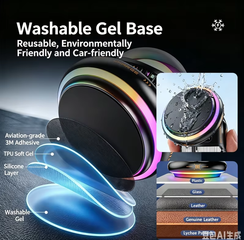 Magnetic Car Wireless Charger 15W Fast Charging Cooling Fan RGB Light Strong Magnetic Vent Mount for iPhone Samsung Android
