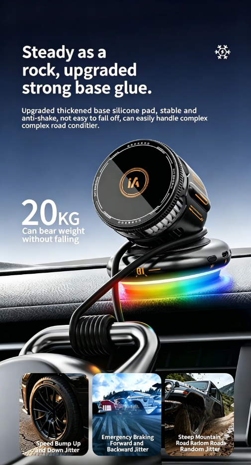 Magnetic Car Wireless Charger 15W Fast Charging Cooling Fan RGB Light Strong Magnetic Vent Mount for iPhone Samsung Android
