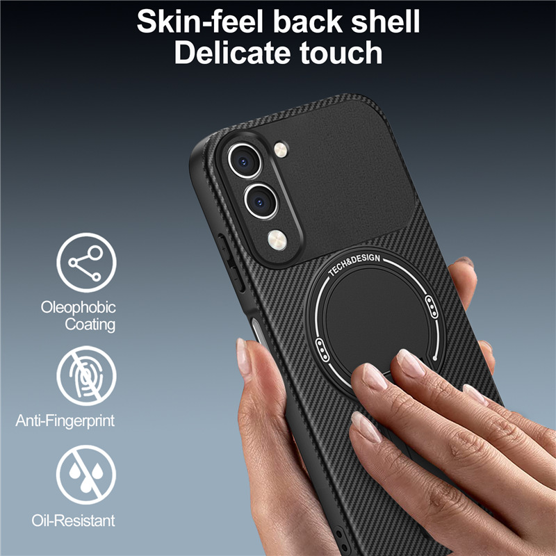 Vivo Y400 V60 Lite V60 V50 Y29S Y39 S18 V30 Pro Magnetic Case, Carbon Fiber Kickstand Cover, Shockproof Bumper, Supports Magnetic Wireless Charging