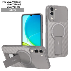 Vivo Y400 V60 Lite V60 V50 Y29S Y39 S18 V30 Pro Magnetic Case, Carbon Fiber Kickstand Cover, Shockproof Bumper, Supports Magnetic Wireless Charging