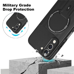 Vivo Y400 V60 Lite V60 V50 Y29S Y39 S18 V30 Pro Magnetic Case, Carbon Fiber Kickstand Cover, Shockproof Bumper, Supports Magnetic Wireless Charging
