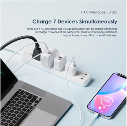 Oraimo  PowerHub 2OWS-U351 3,250W More Ports Expanded USB Power Strip Extension Cable, Wide Compatibility, Smart identification, Spacious design