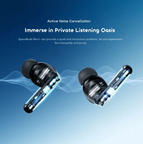 Oraimo SpaceBuds Neo+ ANC Wireless Earbuds Elegant Metallic Design Sound360 Spatial Audio  Active Noise Cancellation Noise Cancellation in Calls