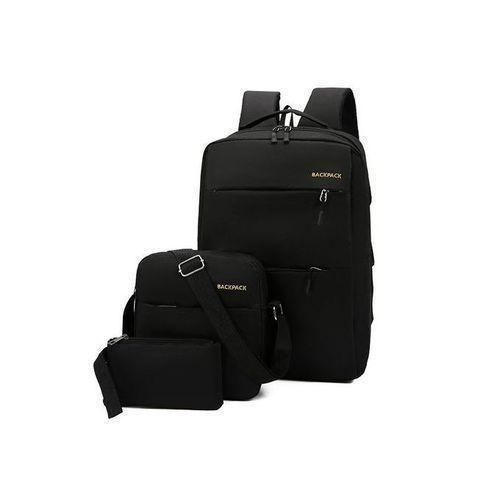 3 Piece Backpack Set – Large Laptop Backpack + Medium Messenger Bag + Small Pouch, Matching Travel Business School Bags Set for Men Women, Water-Resistant Nylon Multipurpose Luggage Set