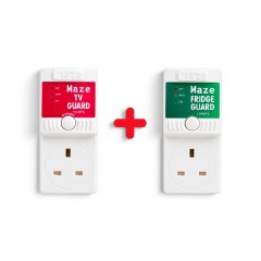 Maze Fridge Guard + TV Guard Surge Protectors 13A (Pack of 2) - Low Voltage Protection, Spike/Surge Protection, High Voltage Disconnect 230VAC