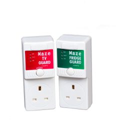 Maze Fridge Guard + TV Guard Surge Protectors 13A (Pack of 2) - Low Voltage Protection, Spike/Surge Protection, High Voltage Disconnect 230VAC
