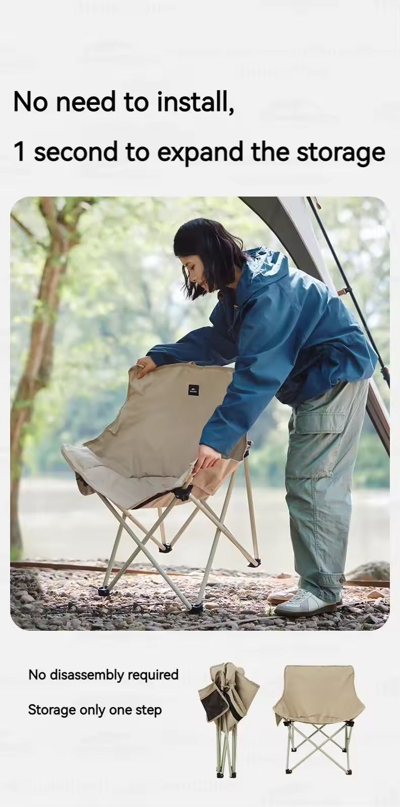 Naturehike Folding Moon Chair – Portable Outdoor Camping Chair 🏕️🪑 Experience unmatched comfort on every adventure with the Naturehike Folding Moon Chair. Designed with a premium canvas seat and a