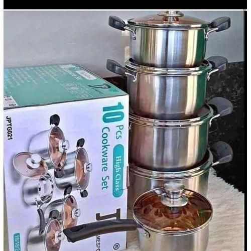 Jamespot JP Heavy Duty 10 PCS Stainless Steel Cookware Set Cooking Pots/sufuria