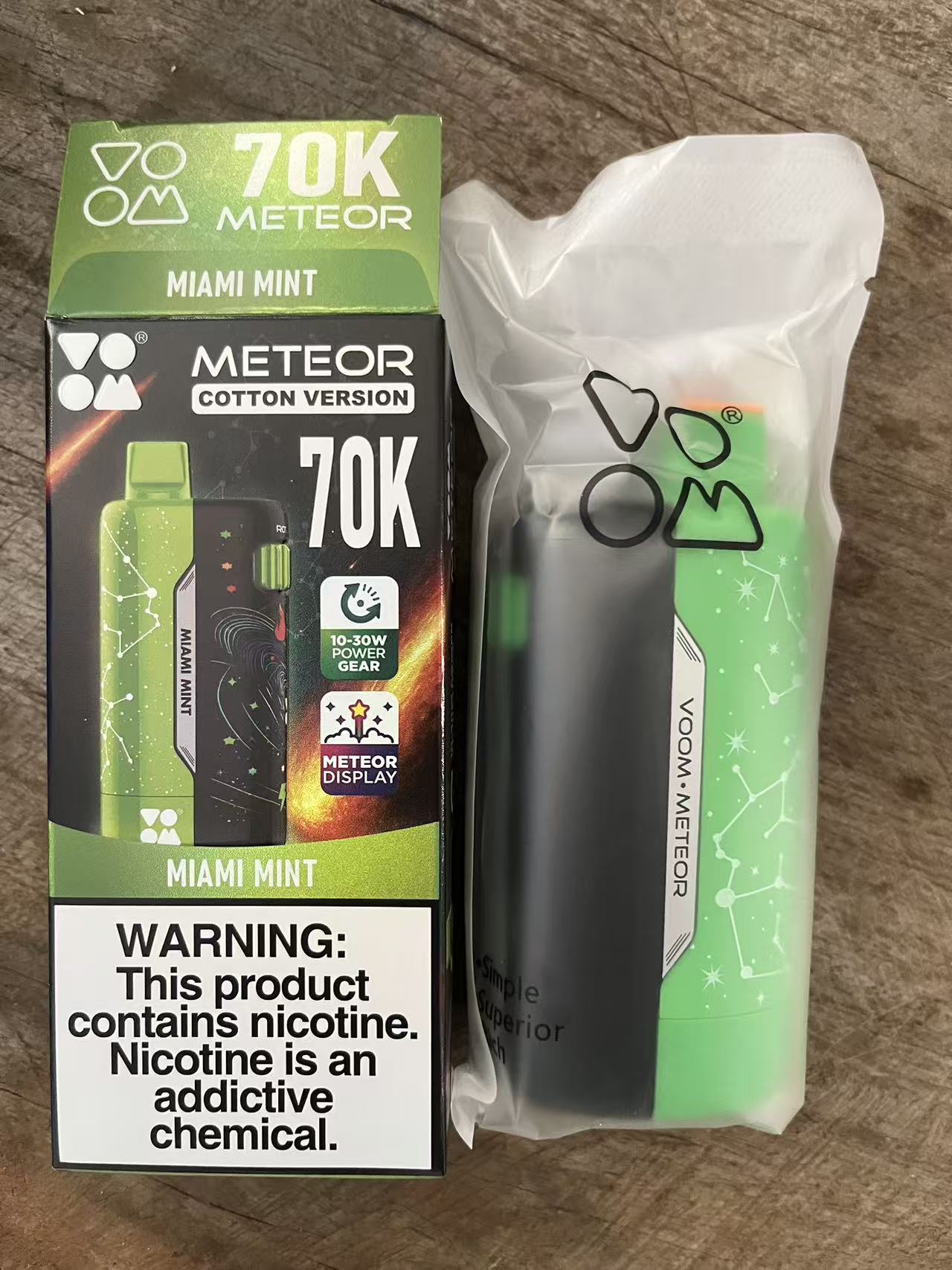 High-End 70,000 Puffs Vape | Massive 70K Puff Count | 10-30W Adjustable Wattage | Vibrant Meteor Screen | Mint