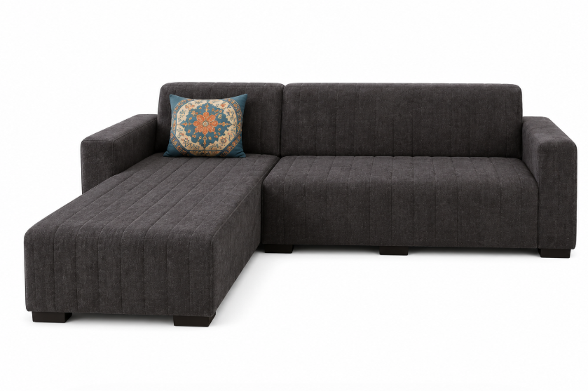 Modern 4-Seater Corduroy L-Shaped Sofa – Minimalist Lounge Couch with Chaise, Soft Fabric Sectional Sofa for Living Room