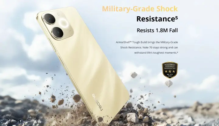 [Limited Offer] New Arrival Realme Note 70 128GB+4GB 6.74'' 90Hz 6300mAh Massive Battery 7.94mm Ultra Slim 13MP AI Cam IP54 Waterproof Android 15 Type-C 4G Dual-SIM Smart Phones
