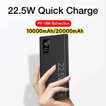22.5W Fast Charging Power Bank 10000mAh Portable LED Display Powerbank For iPhone Samsung Xiaomi Charger Dual USB Powerbank