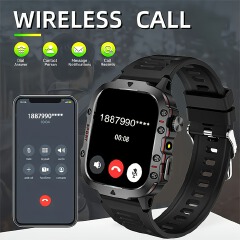 New Steel Strip Outdoor Military Smart Watch 1.96inch Large Screen HD Bluetooth Call SOS Voice Assistant Men Women Smartwatch Sports Fitness Tracker Compatible With Android/IOS Phones