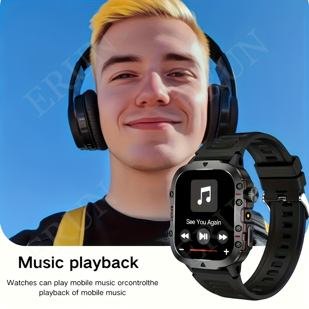 New Steel Strip Outdoor Military Smart Watch 1.96inch Large Screen HD Bluetooth Call SOS Voice Assistant Men Women Smartwatch Sports Fitness Tracker Compatible With Android/IOS Phones