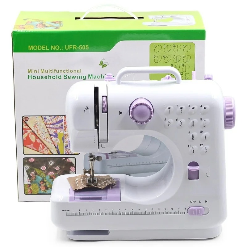 Portable Sewing Machine for Beginners Kids Mini Electric Household Crafting Mending Sewing and 12 Built-In Stitches